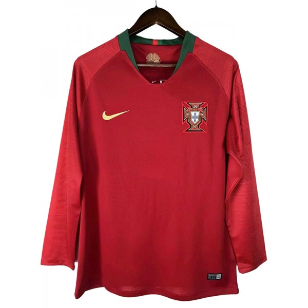 Portugal domicile maillot rétro à manches longues uniforme de football premier kit de football pour hommes hauts chemise de sport 2018-2019